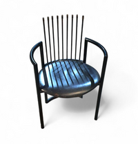 Avant-garde chair / leather seat / back rest - long springs / Italy 1980s