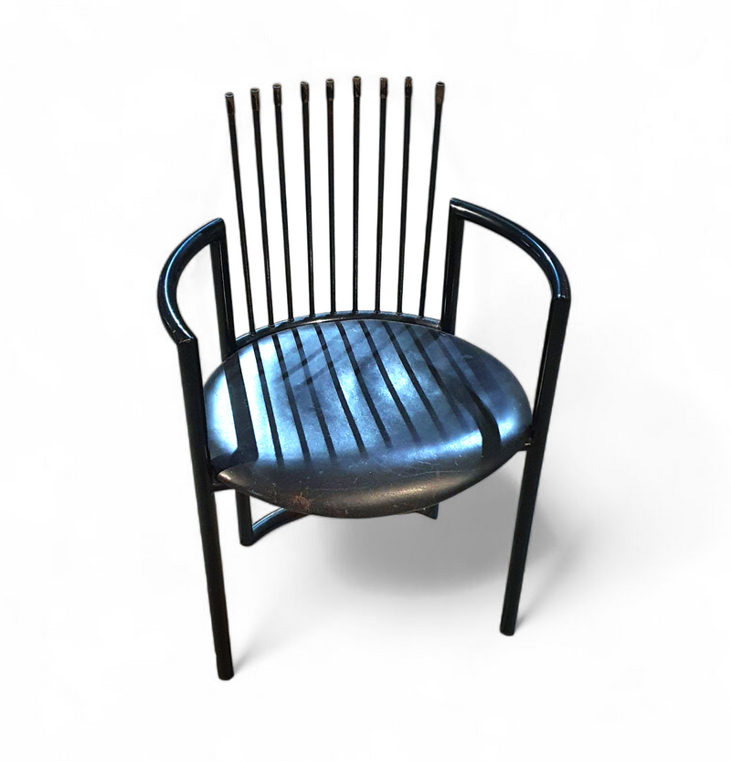 Avant-garde chair / leather seat / back rest - long springs / Italy 1980s