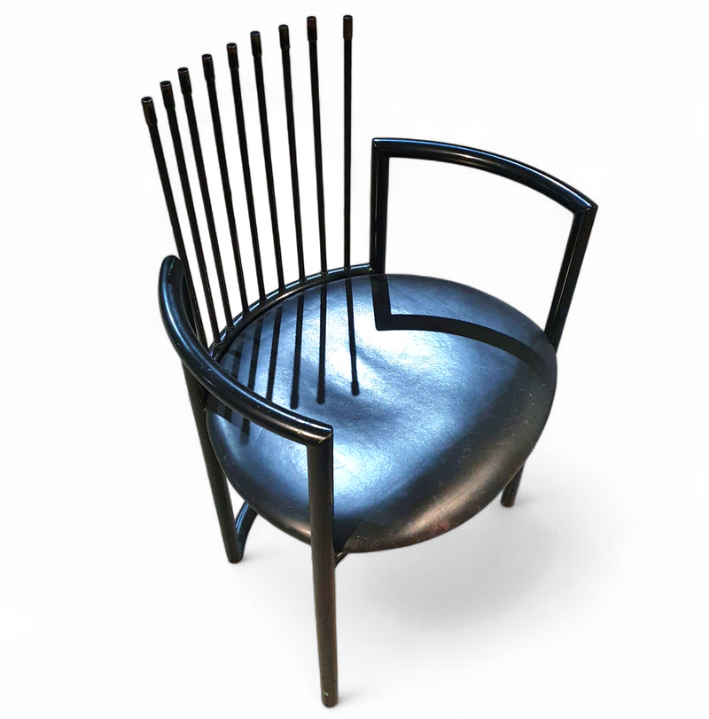 Avant-garde chair / leather seat / back rest - long springs / Italy 1980s