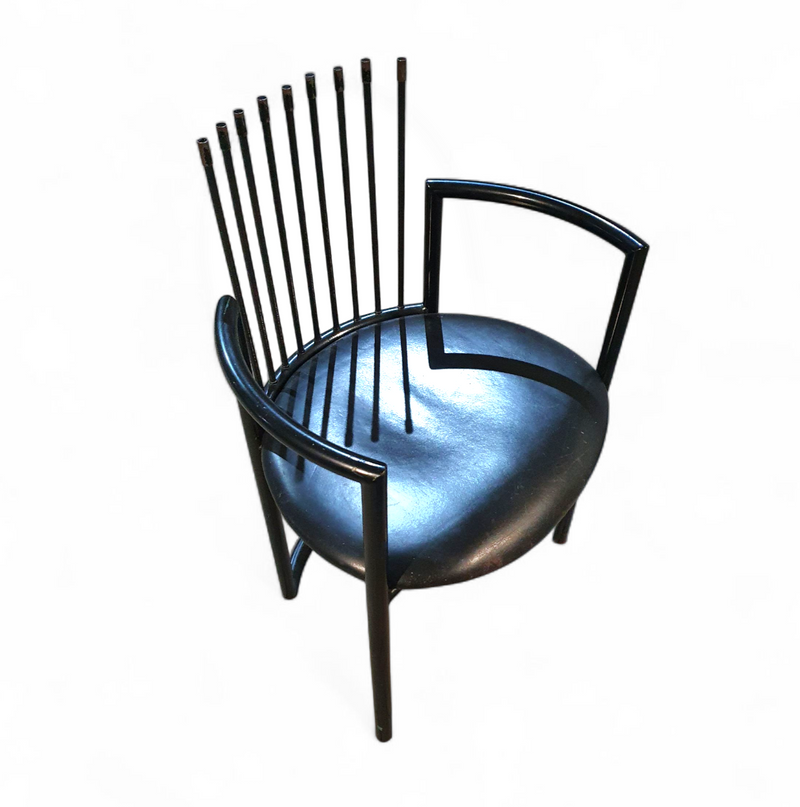 Avant-garde chair / leather seat / back rest - long springs / Italy 1980s