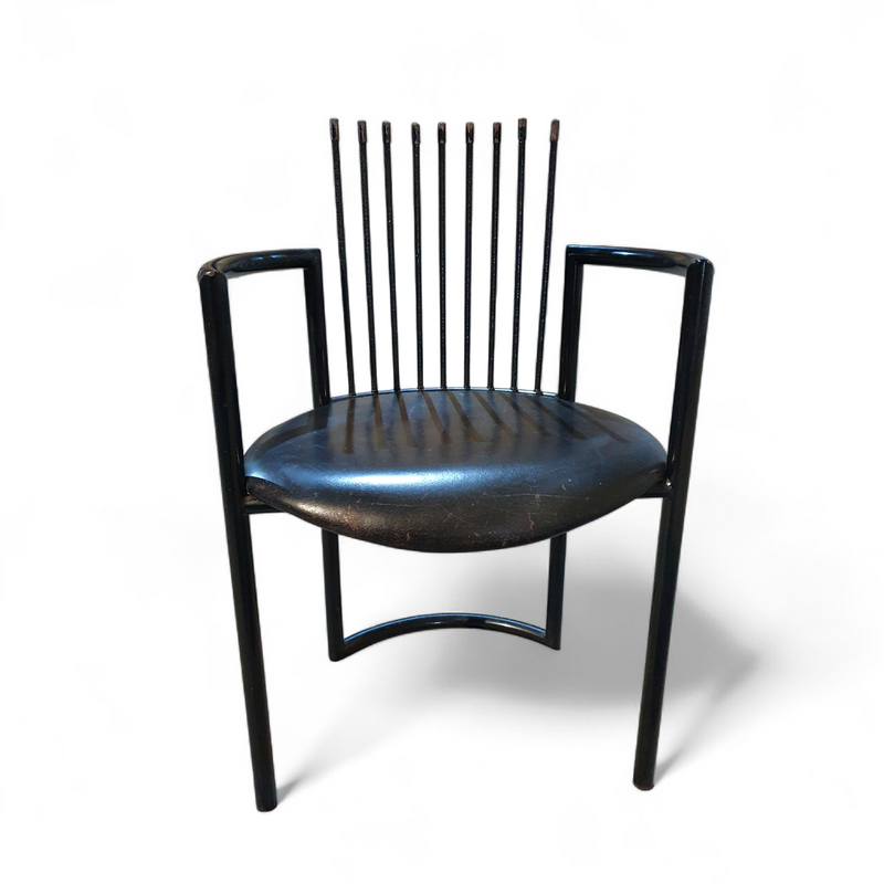 Avant-garde chair / leather seat / back rest - long springs / Italy 1980s