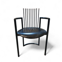 Avant-garde chair / leather seat / back rest - long springs / Italy 1980s