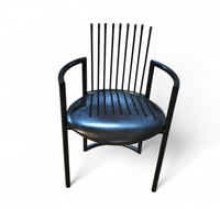 Avant-garde chair / leather seat / back rest - long springs / Italy 1980s