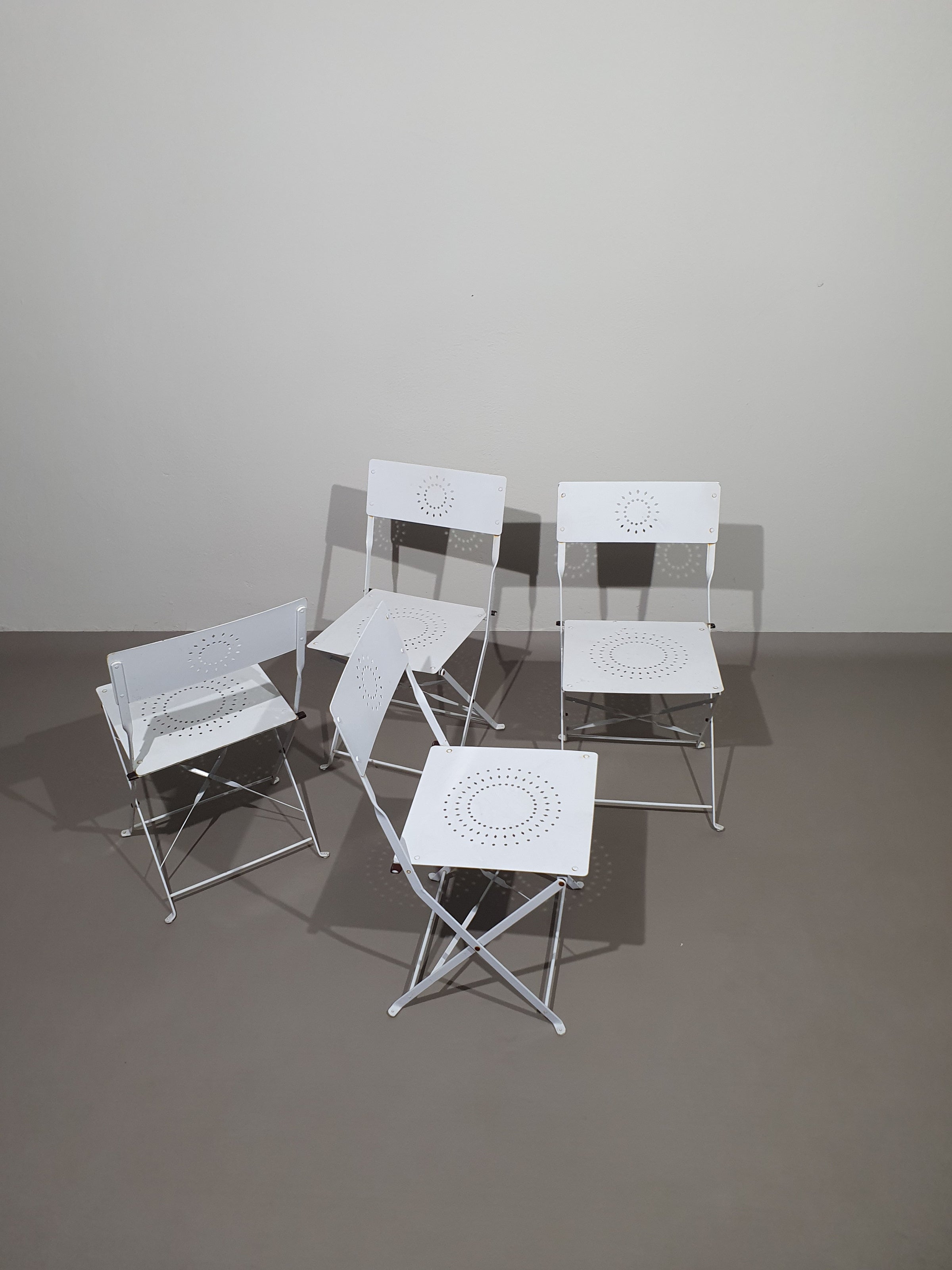 4 x solid metal folding chairs 80s