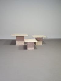 Set of 3 travertine side / coffee tables