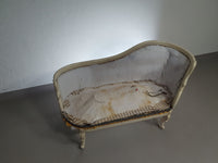 Prachtige oude Art Nouveau, onafgewerkte Franse canapé/chaise longue met zwanenhals armleuningen