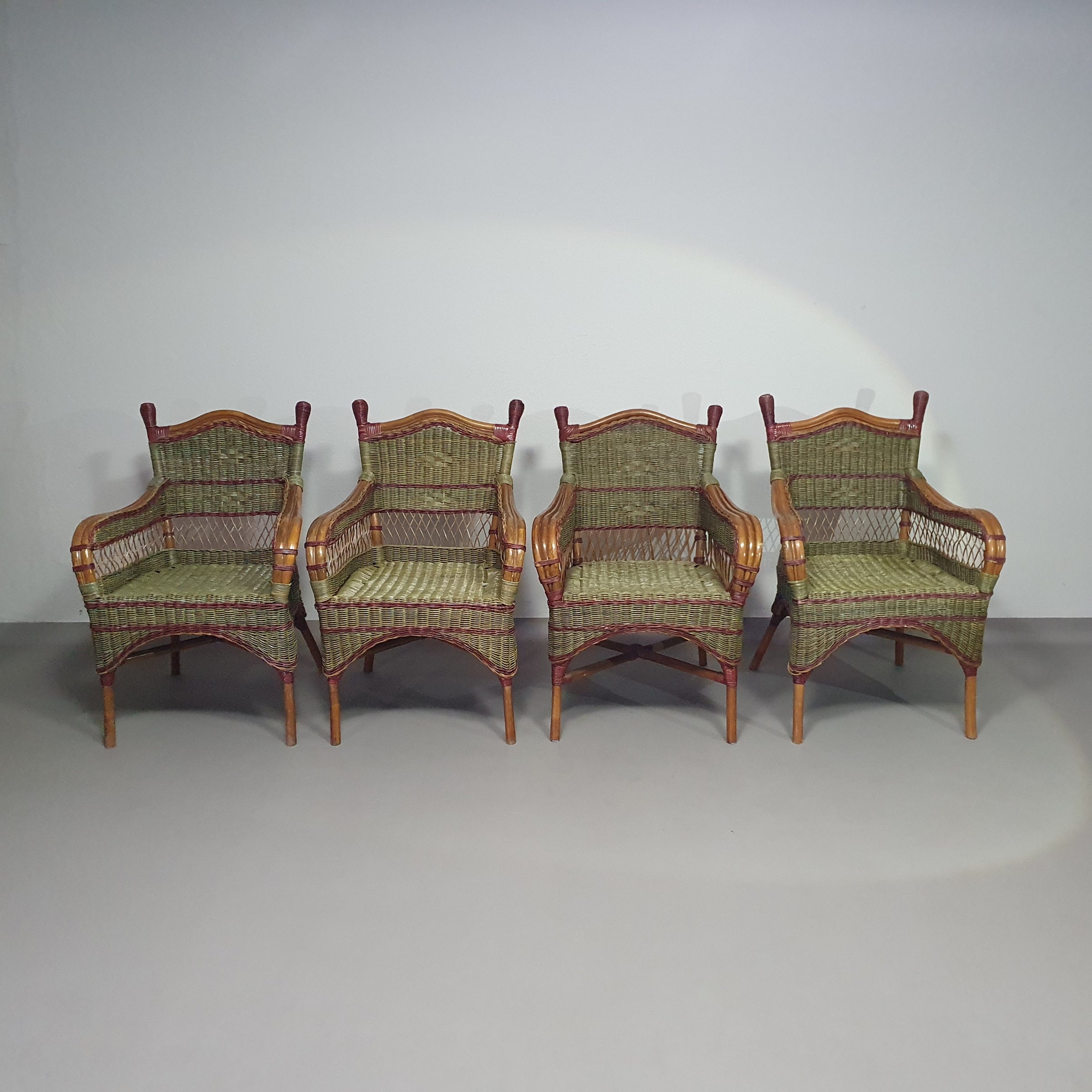 Art Deco rattan bamboo chairs 1930