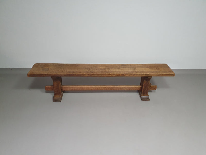 2 brutalist oak benches