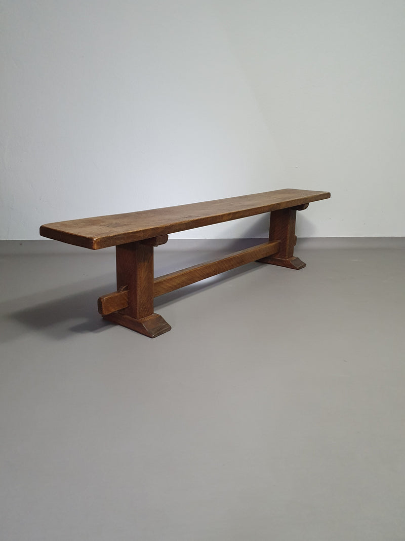 2 brutalist oak benches
