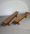 2 brutalist oak benches