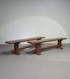 2 brutalist oak benches