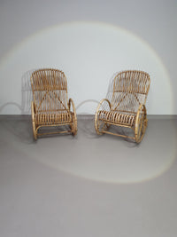 rotan/bamboe schommelstoelen rohe noordwolde jaren 70