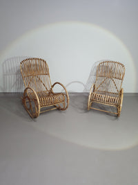 rotan/bamboe schommelstoelen rohe noordwolde jaren 70