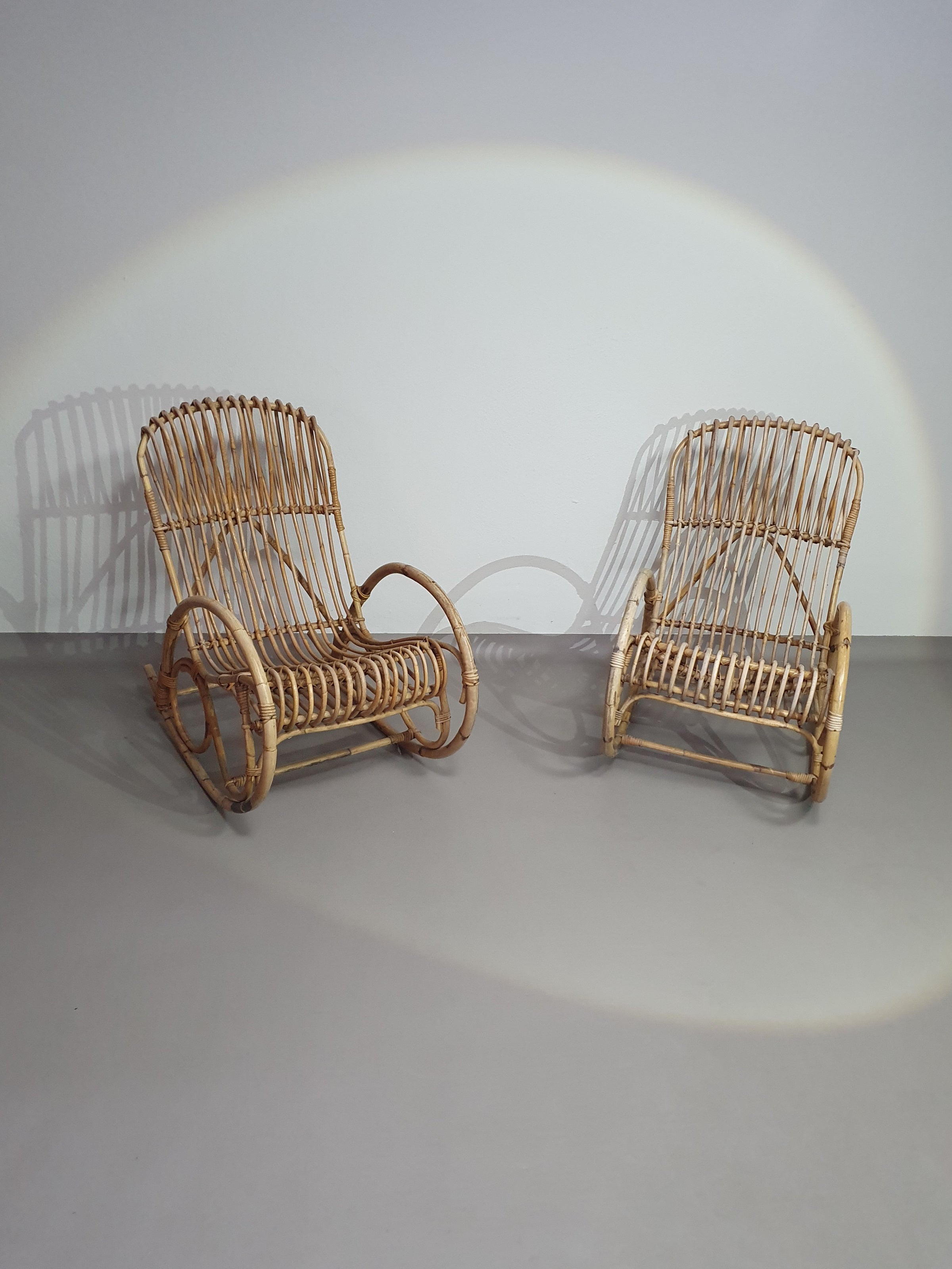 rotan/bamboe schommelstoelen rohe noordwolde jaren 70