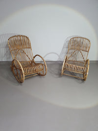 rotan/bamboe schommelstoelen rohe noordwolde jaren 70