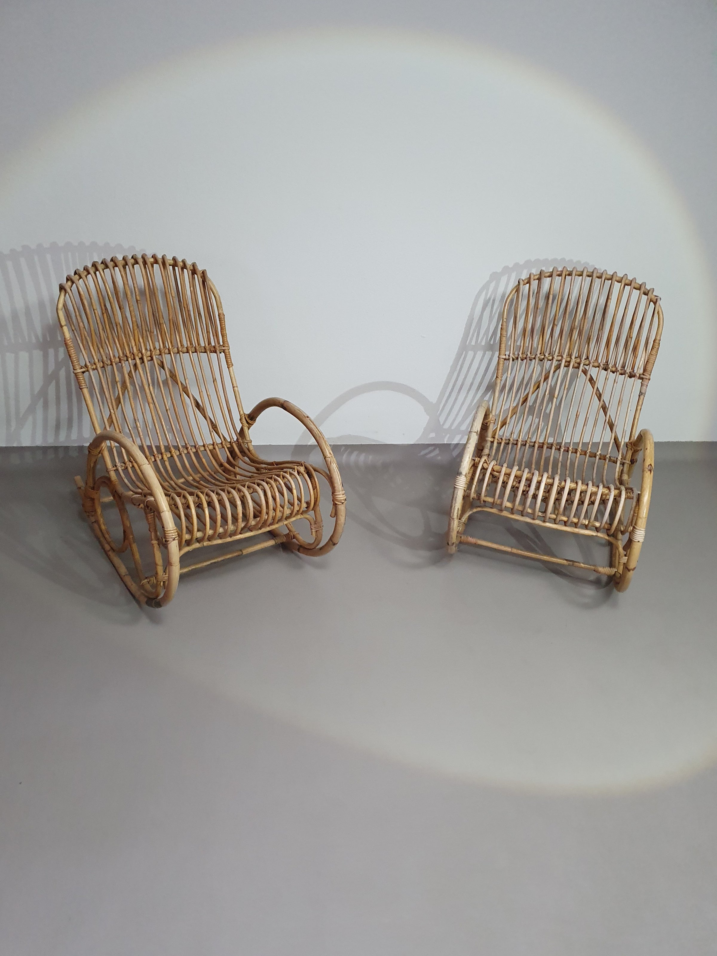 rotan/bamboe schommelstoelen rohe noordwolde jaren 70