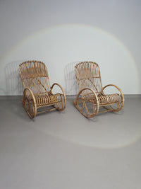 rotan/bamboe schommelstoelen rohe noordwolde jaren 70