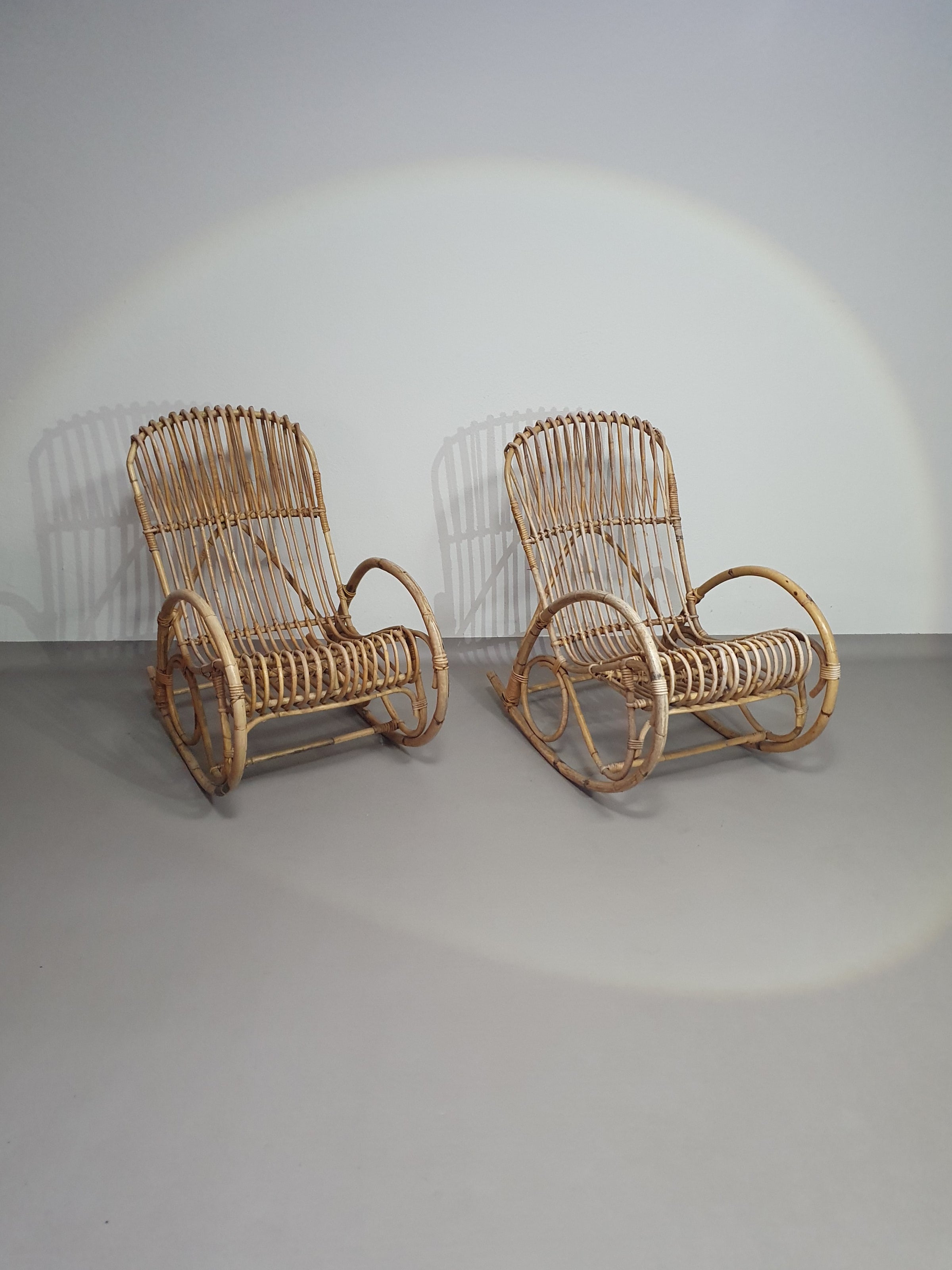 rotan/bamboe schommelstoelen rohe noordwolde jaren 70