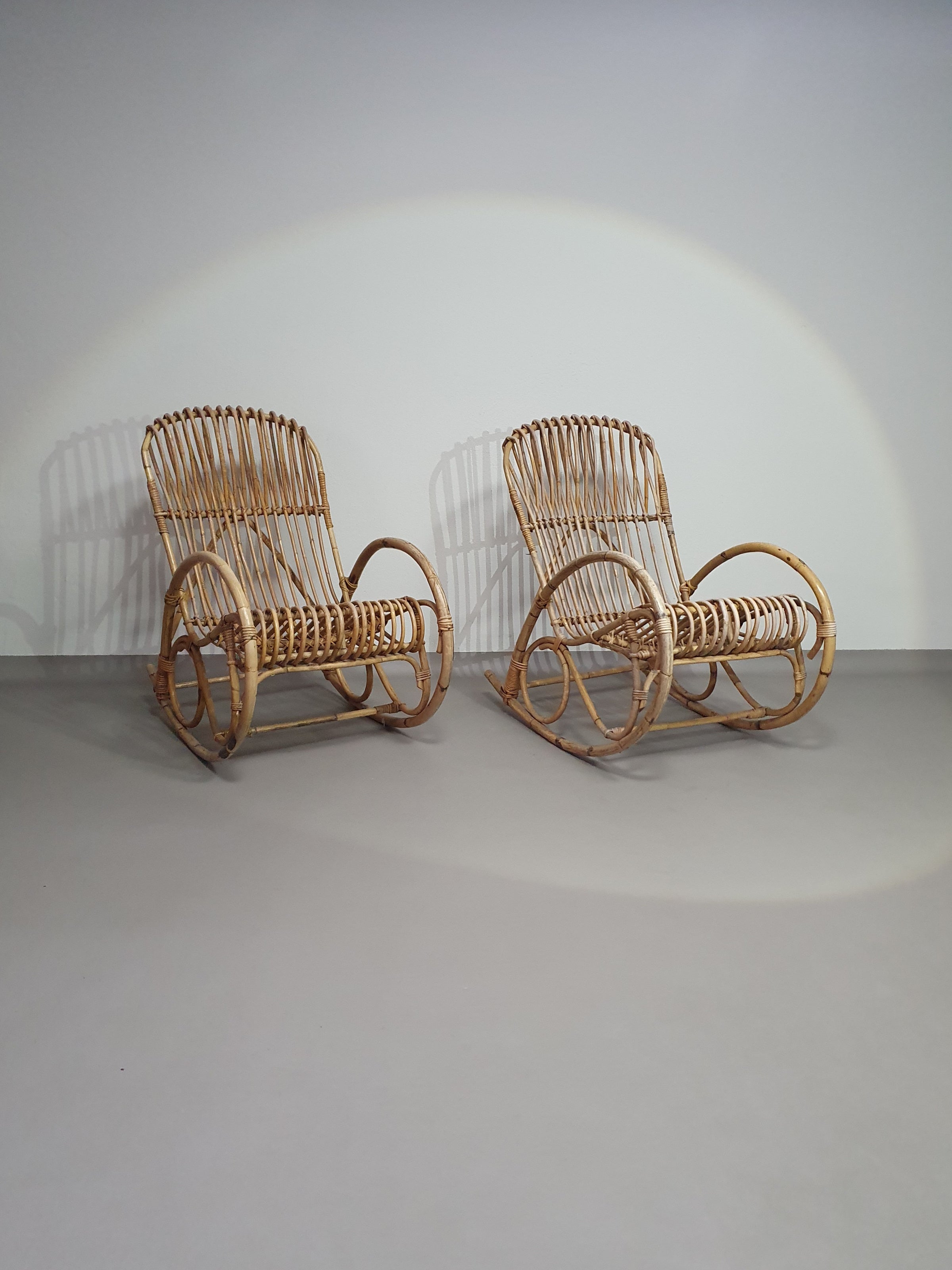 rotan/bamboe schommelstoelen rohe noordwolde jaren 70