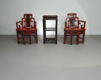 French Chinoiserie altar chairs and side table