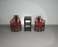 French Chinoiserie altar chairs and side table