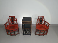 French Chinoiserie altar chairs and side table