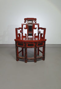 French Chinoiserie altar chairs and side table