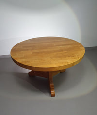 Blonde oakwood brutalist dining table 1970's