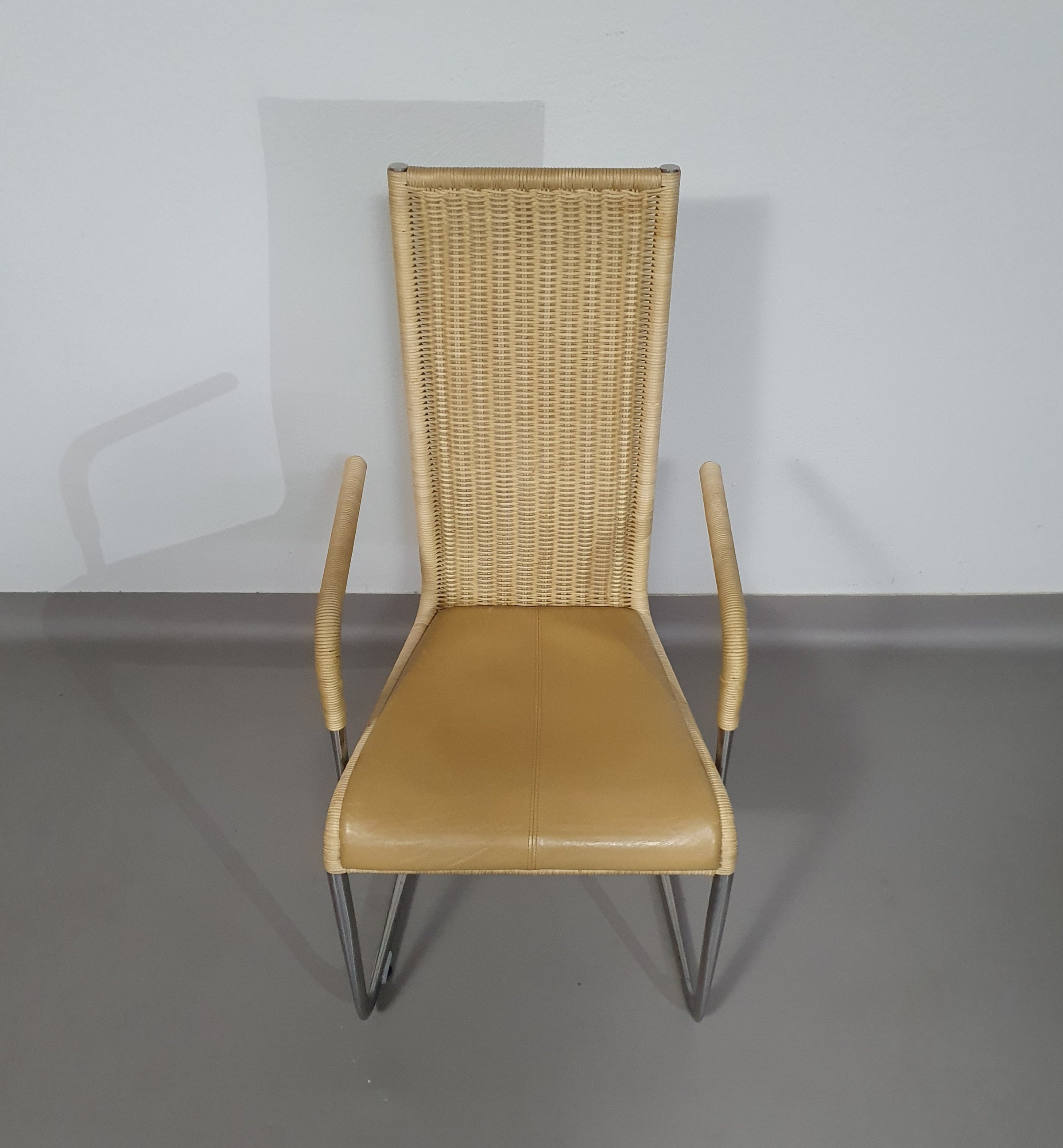 SET OF 4 'B25' WICKER DINING CHAIRS BY AXEL BRUCHHÄUSER FOR TECTA, GERMANY 1980S