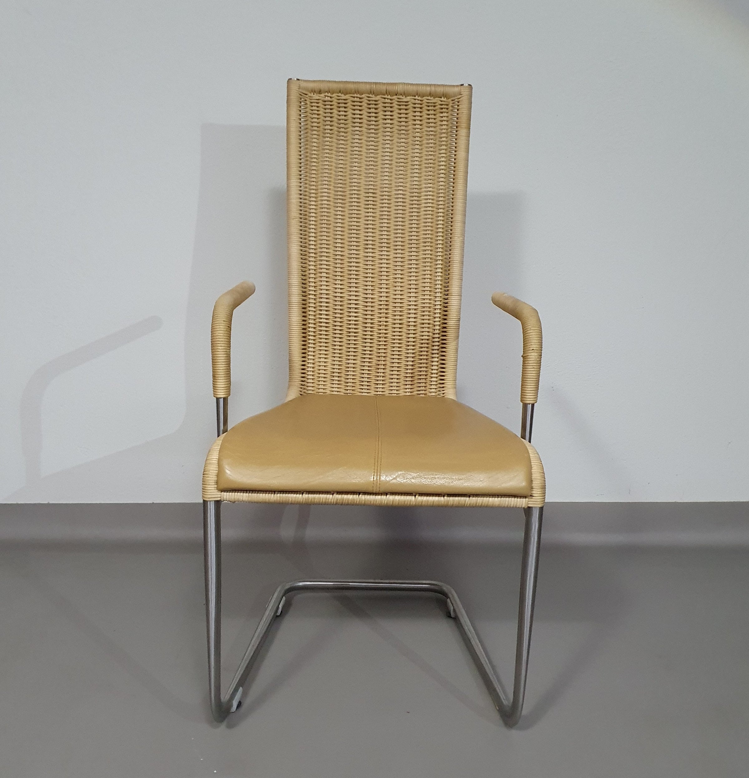 SET OF 4 'B25' WICKER DINING CHAIRS BY AXEL BRUCHHÄUSER FOR TECTA, GERMANY 1980S