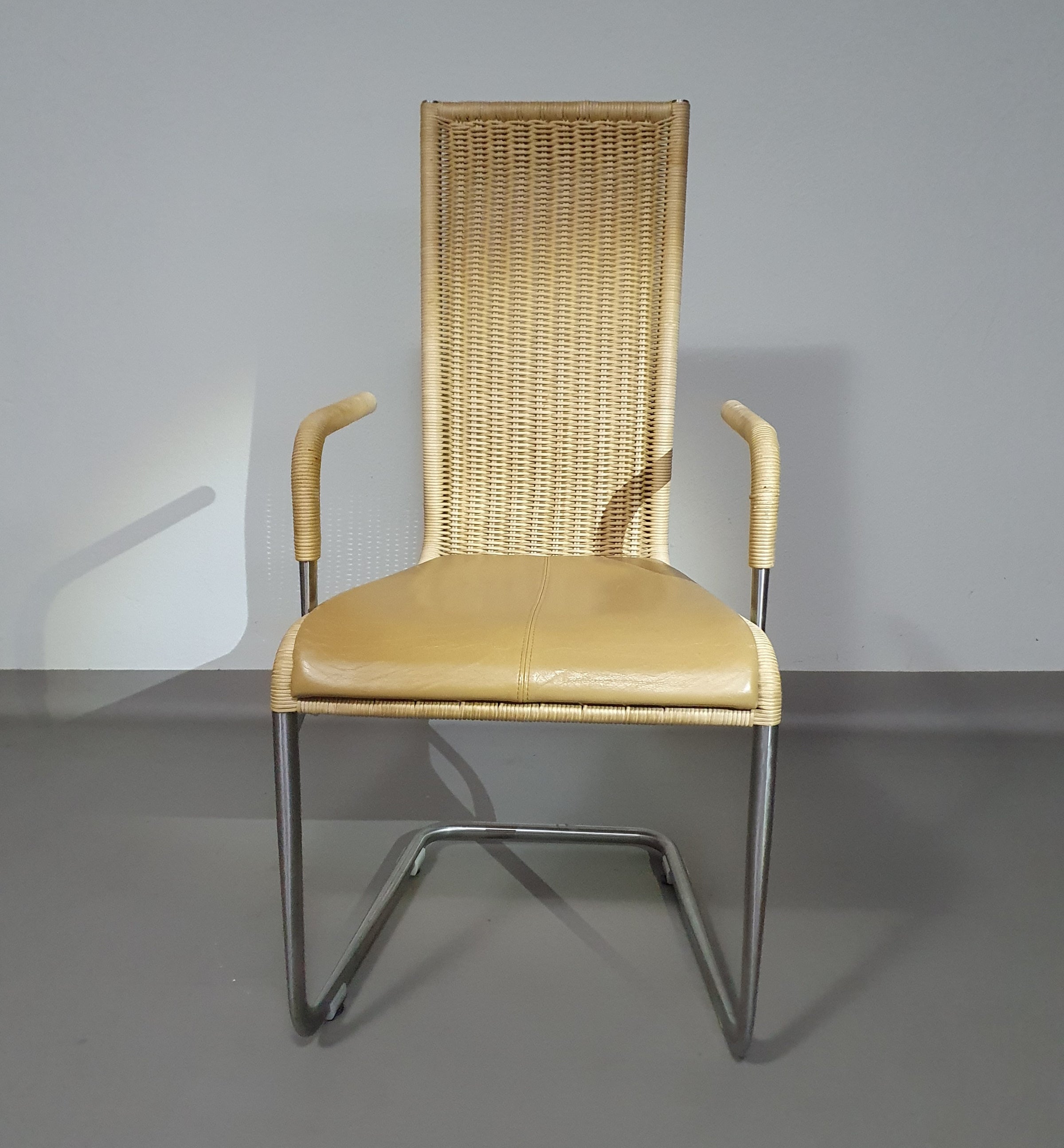 SET OF 4 'B25' WICKER DINING CHAIRS BY AXEL BRUCHHÄUSER FOR TECTA, GERMANY 1980S
