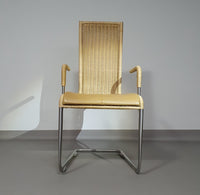 SET OF 4 'B25' WICKER DINING CHAIRS BY AXEL BRUCHHÄUSER FOR TECTA, GERMANY 1980S