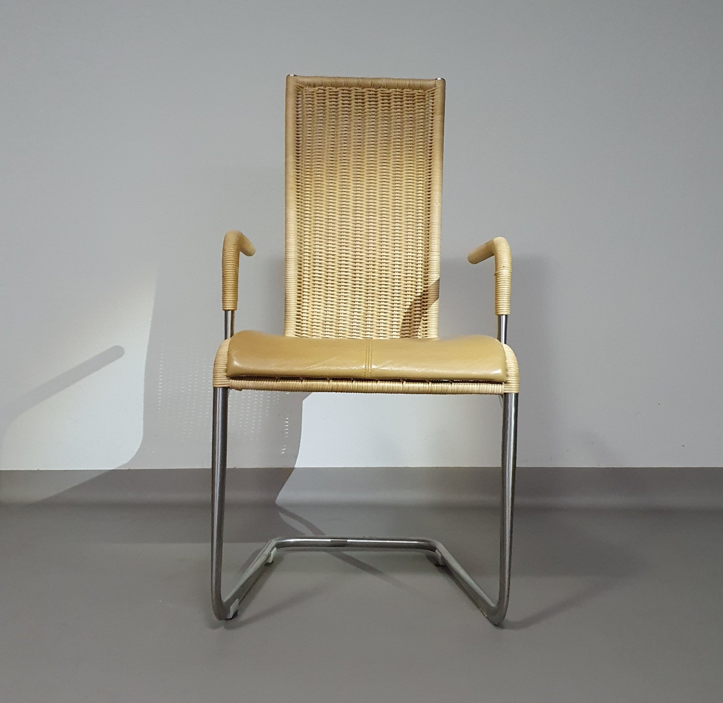 SET OF 4 'B25' WICKER DINING CHAIRS BY AXEL BRUCHHÄUSER FOR TECTA, GERMANY 1980S