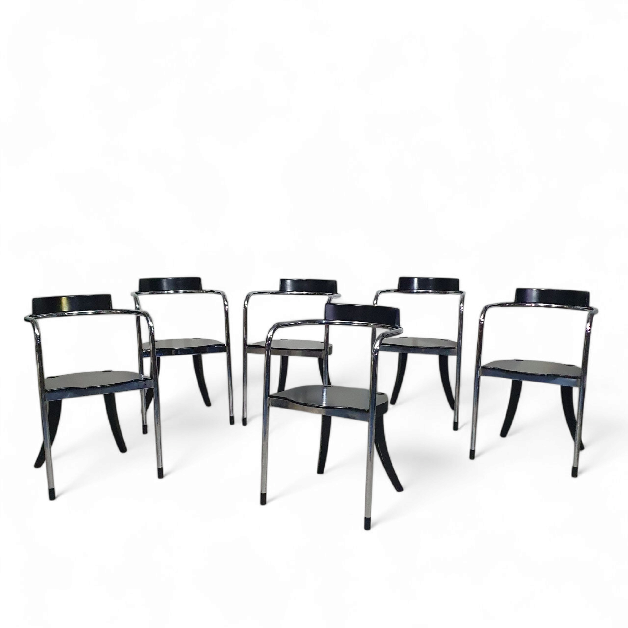 Set of 6 Fauno Chairs by David Palterer for Zanotta, 1987