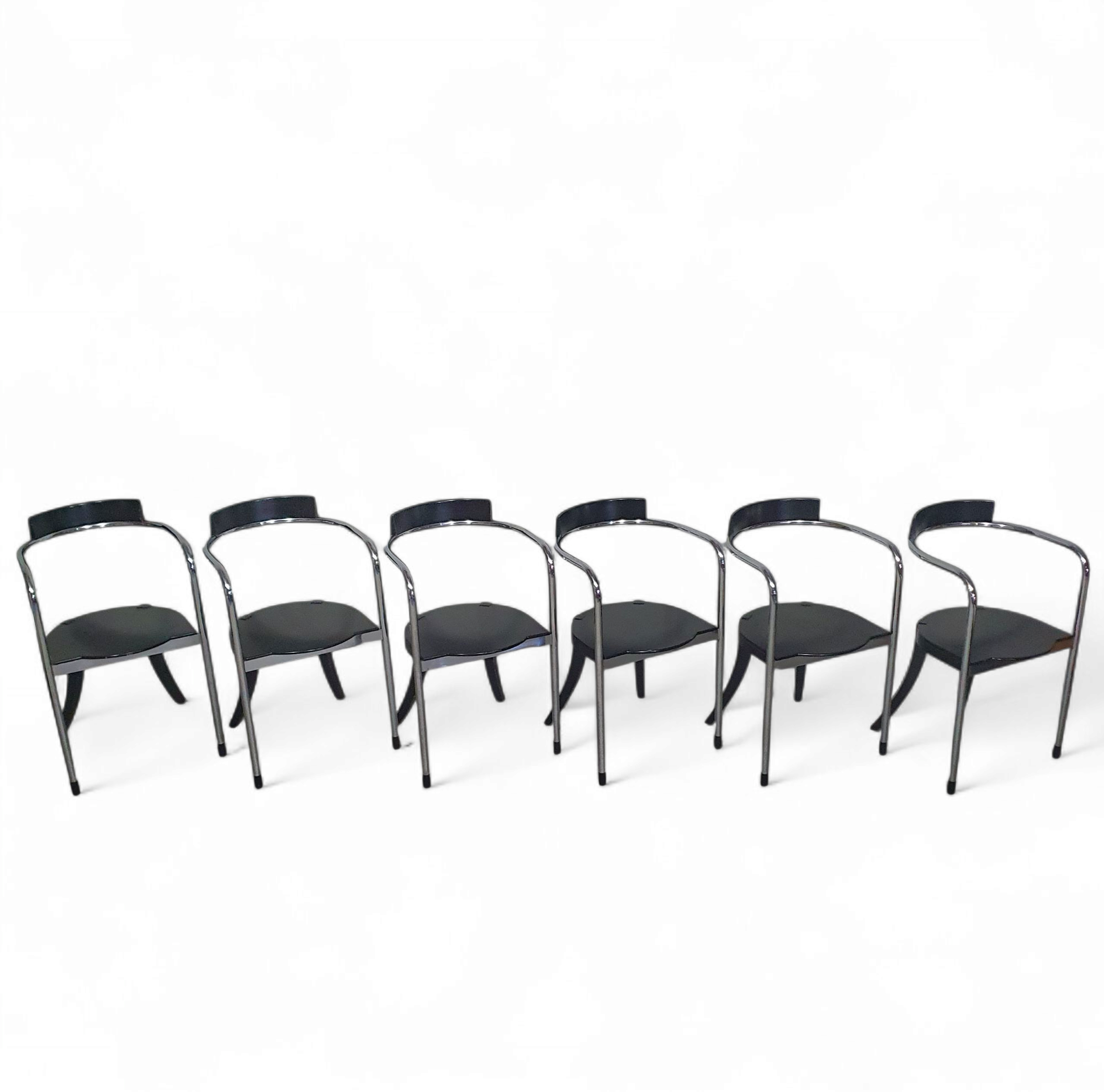 Set of 6 Fauno Chairs by David Palterer for Zanotta, 1987