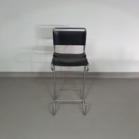 4 x Italian bar stool by Stendig of steel tube and leather 1960s.