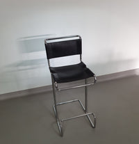 4 x Italian bar stool by Stendig of steel tube and leather 1960s.