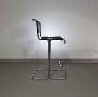 4 x Italian bar stool by Stendig of steel tube and leather 1960s.