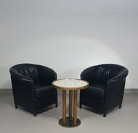 Aura chairs / black leather by Paolo Piva for Wittmann 1980