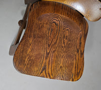 4 x Brutalist oak dining chairs / 60's