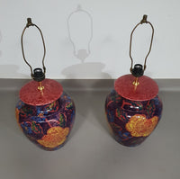 Hand - turned ceramic / glazed vase lamp holders 70s ( most likely French )
Height / vase 40 cm
Depth / 32 cm
Total height 74 cm