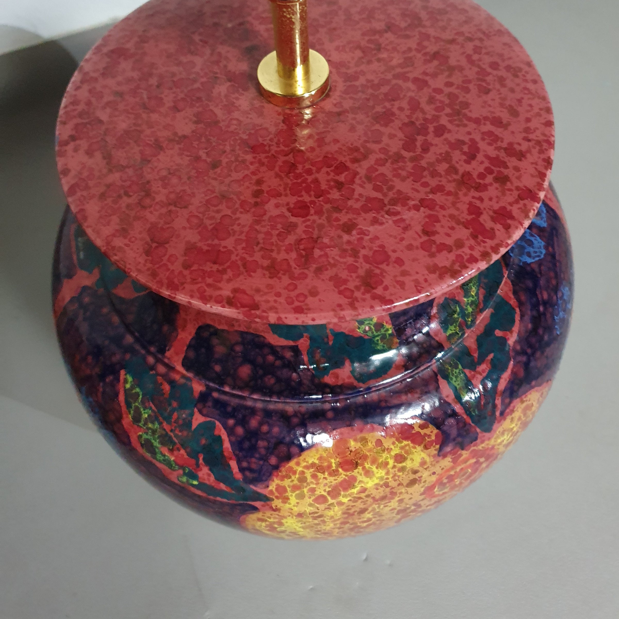 Hand - turned ceramic / glazed vase lamp holders 70s ( most likely French )
Height / vase 40 cm
Depth / 32 cm
Total height 74 cm