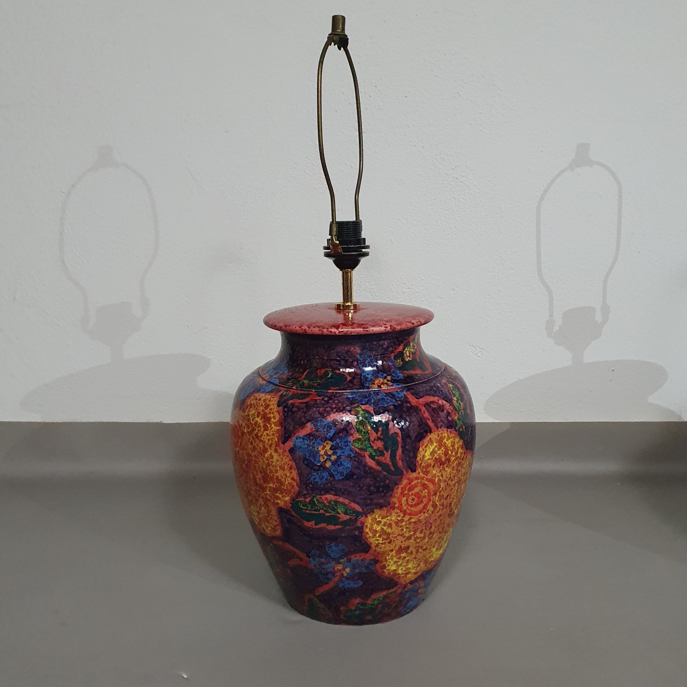 Hand - turned ceramic / glazed vase lamp holders 70s ( most likely French )
Height / vase 40 cm
Depth / 32 cm
Total height 74 cm
