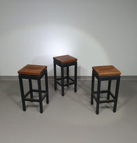 3 x Oak construction stools 1960s