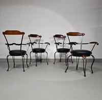 4 x Italian / Stella Del Mo ile / Postmodern / turnable / wrought iron dining chairs / leather seats