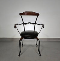 4 x Italian / Stella Del Mo ile / Postmodern / turnable / wrought iron dining chairs / leather seats