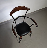 4 x Italian / Stella Del Mo ile / Postmodern / turnable / wrought iron dining chairs / leather seats