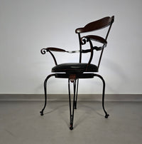 4 x Italian / Stella Del Mo ile / Postmodern / turnable / wrought iron dining chairs / leather seats