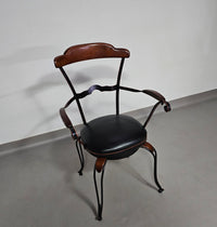 4 x Italian / Stella Del Mo ile / Postmodern / turnable / wrought iron dining chairs / leather seats