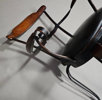 4 x Italian / Stella Del Mo ile / Postmodern / turnable / wrought iron dining chairs / leather seats